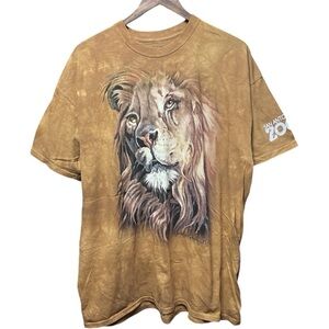 the mountain lion San Antonio zoo graphic tie-dye acid wash short sleeve T-shirt